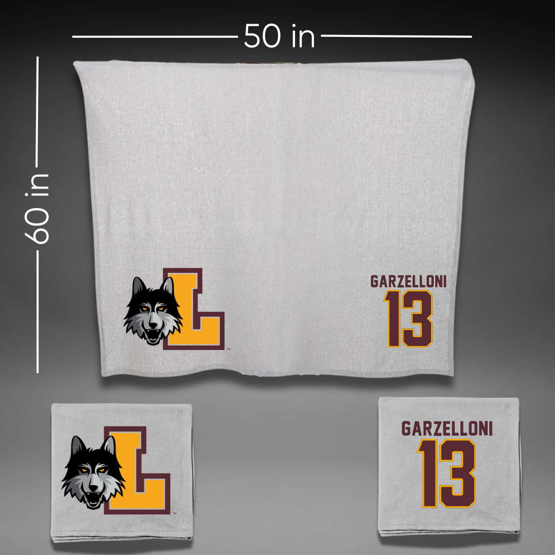 Loyola University-Chicago Soccer Gray Blanket - #13 Luca Garzelloni
