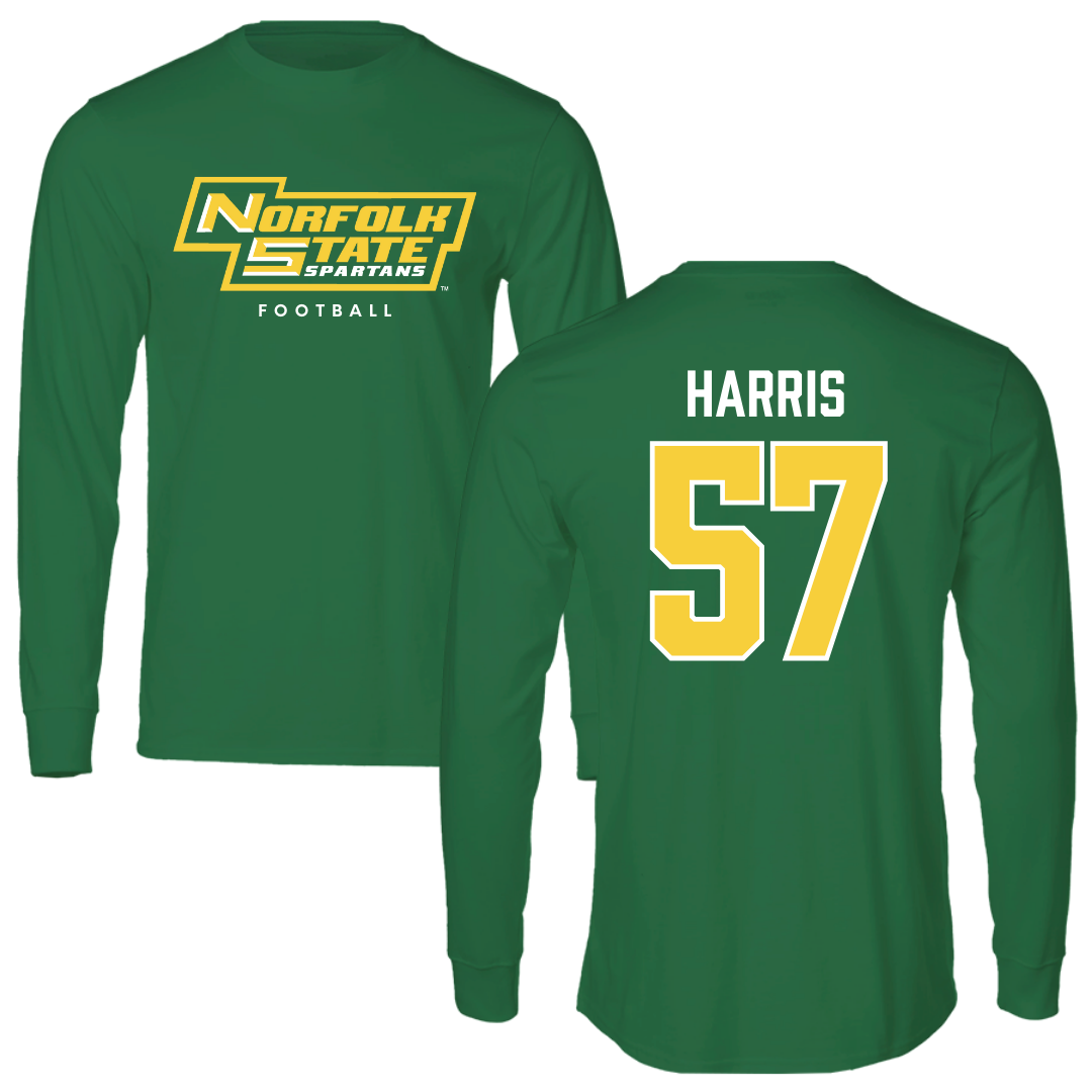 Norfolk State University Football Kelly Green Long Sleeve - #57 Stewart Harris