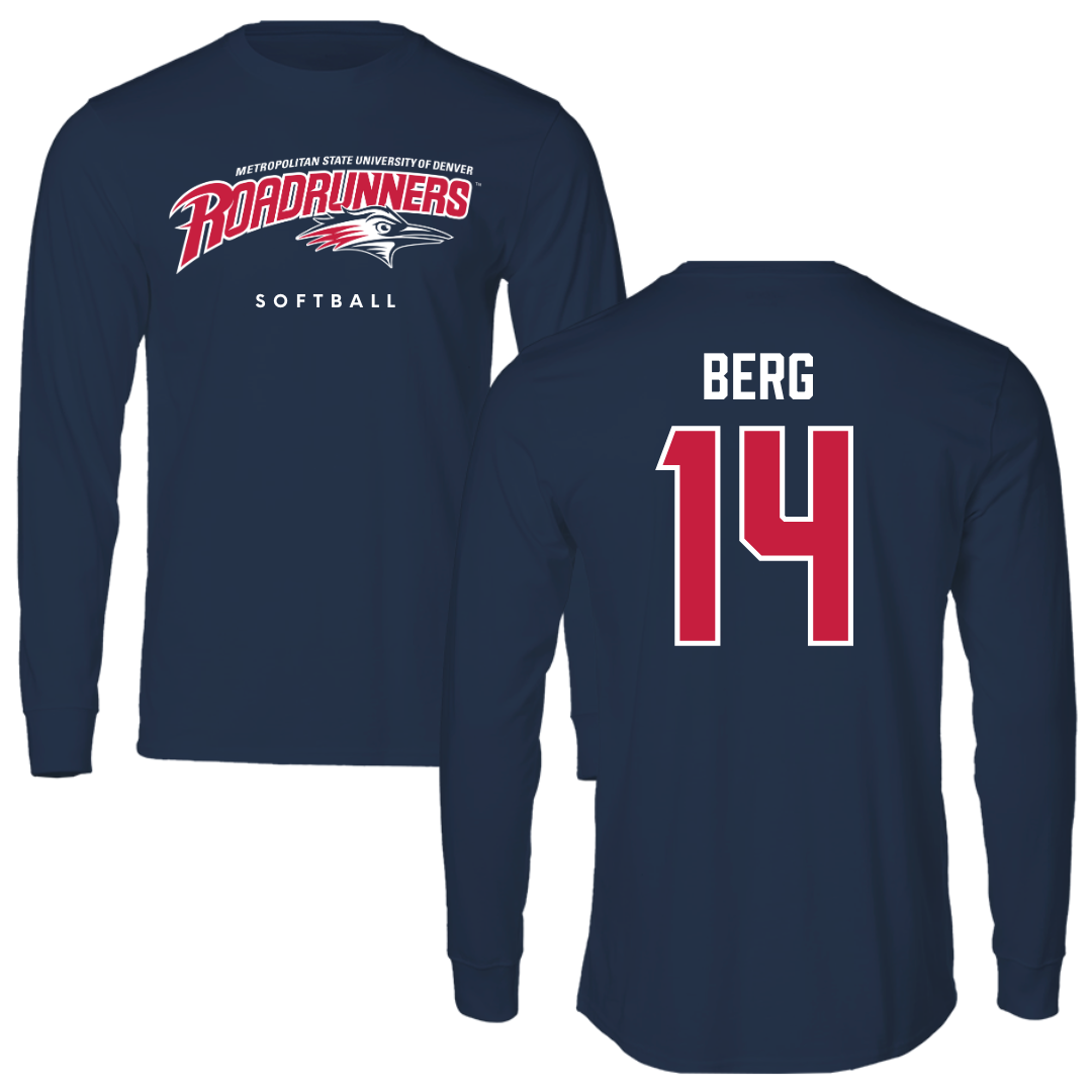 Metropolitan State University of Denver Softball Navy Long Sleeve - #14 Miki Berg