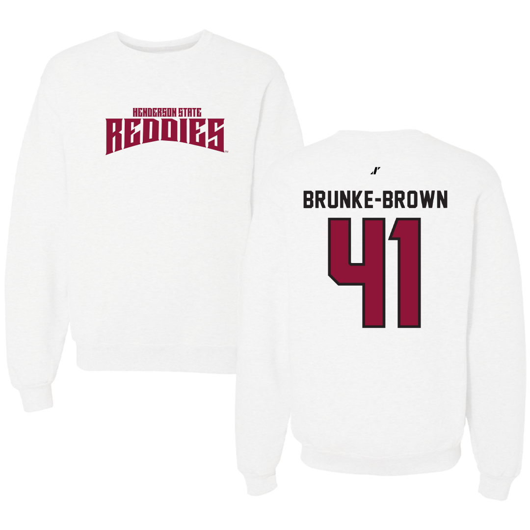 Henderson State University Football White Classic Crewneck - #41 Colton Brunke-Brown