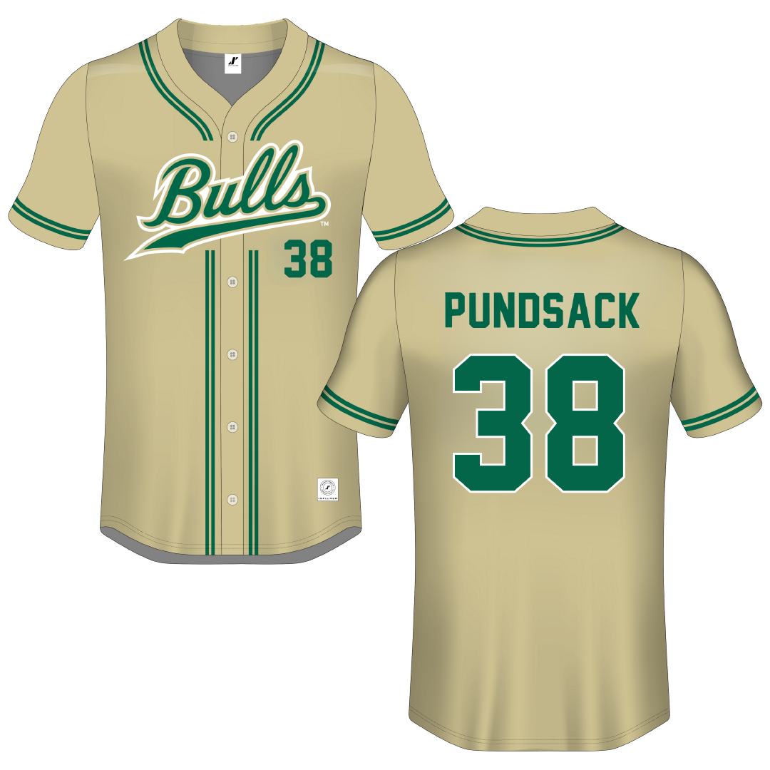 University of South Florida Gold Button-Down Jersey - #38 Caleb Pundsack