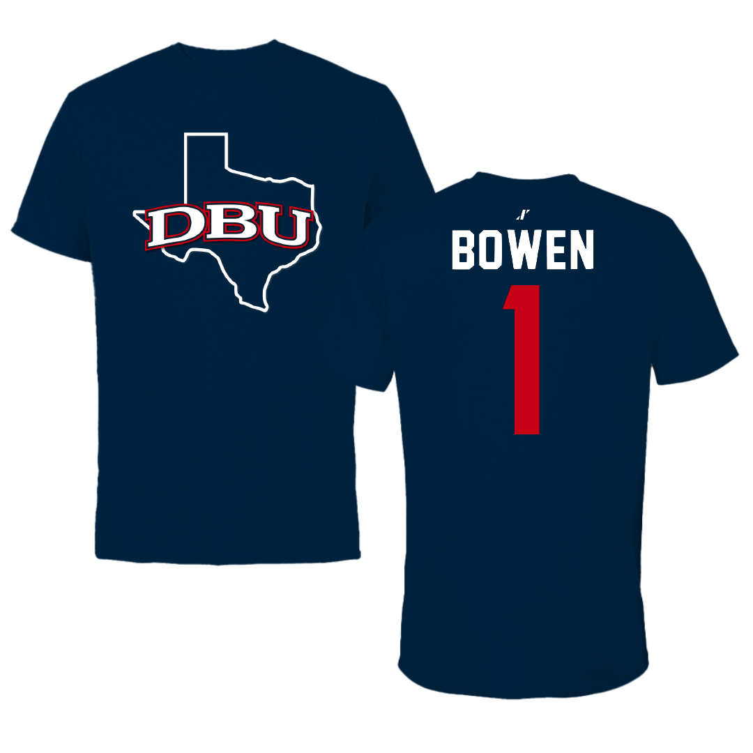 Dallas Baptist University Soccer Navy State Tee - #1 Breanna Bowen