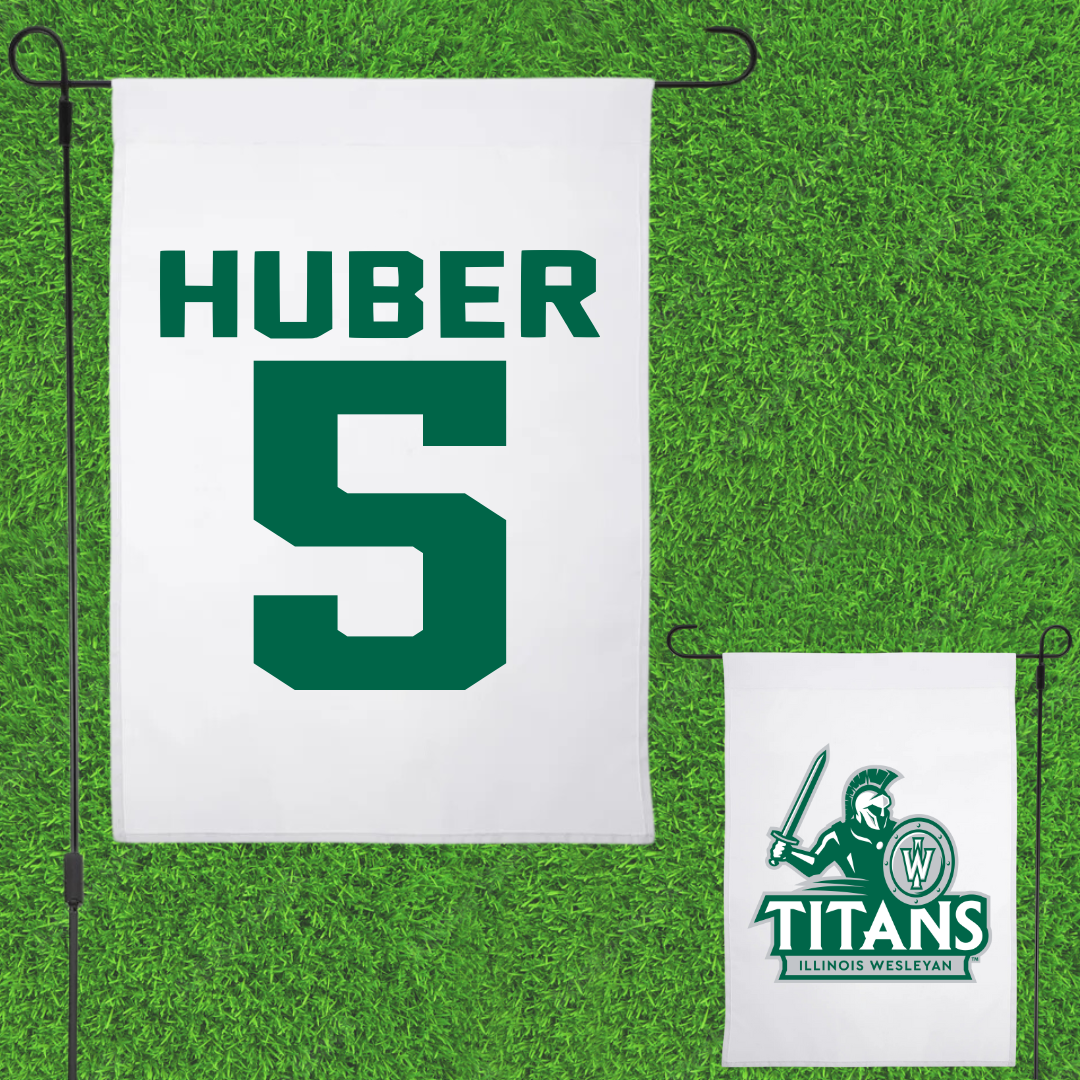 Illinois Wesleyan University Basketball White Garden Flag - #5 Lauren Huber