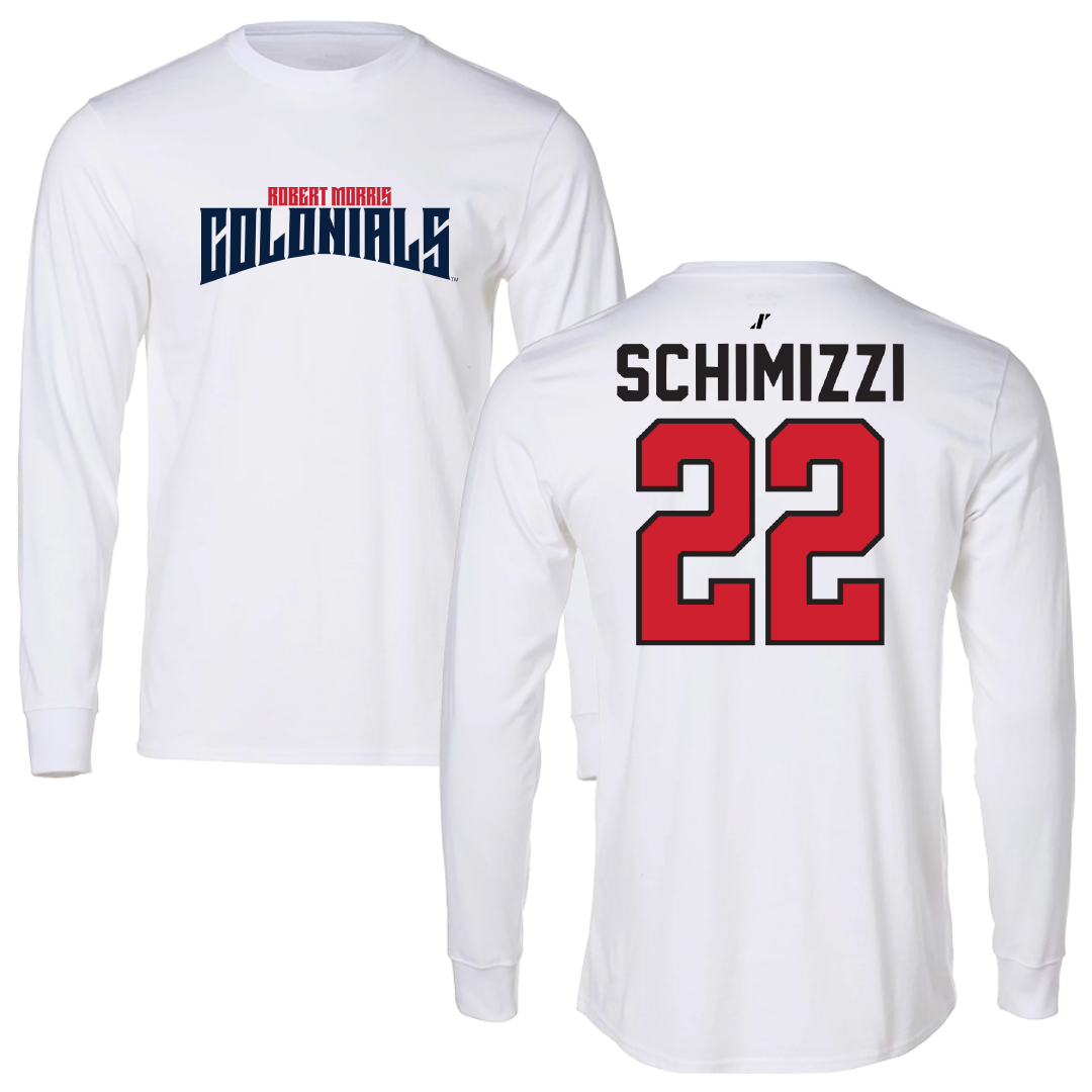Robert Morris University Ice Hockey White Classic Performance Long Sleeve - #22 Dominic Schimizzi