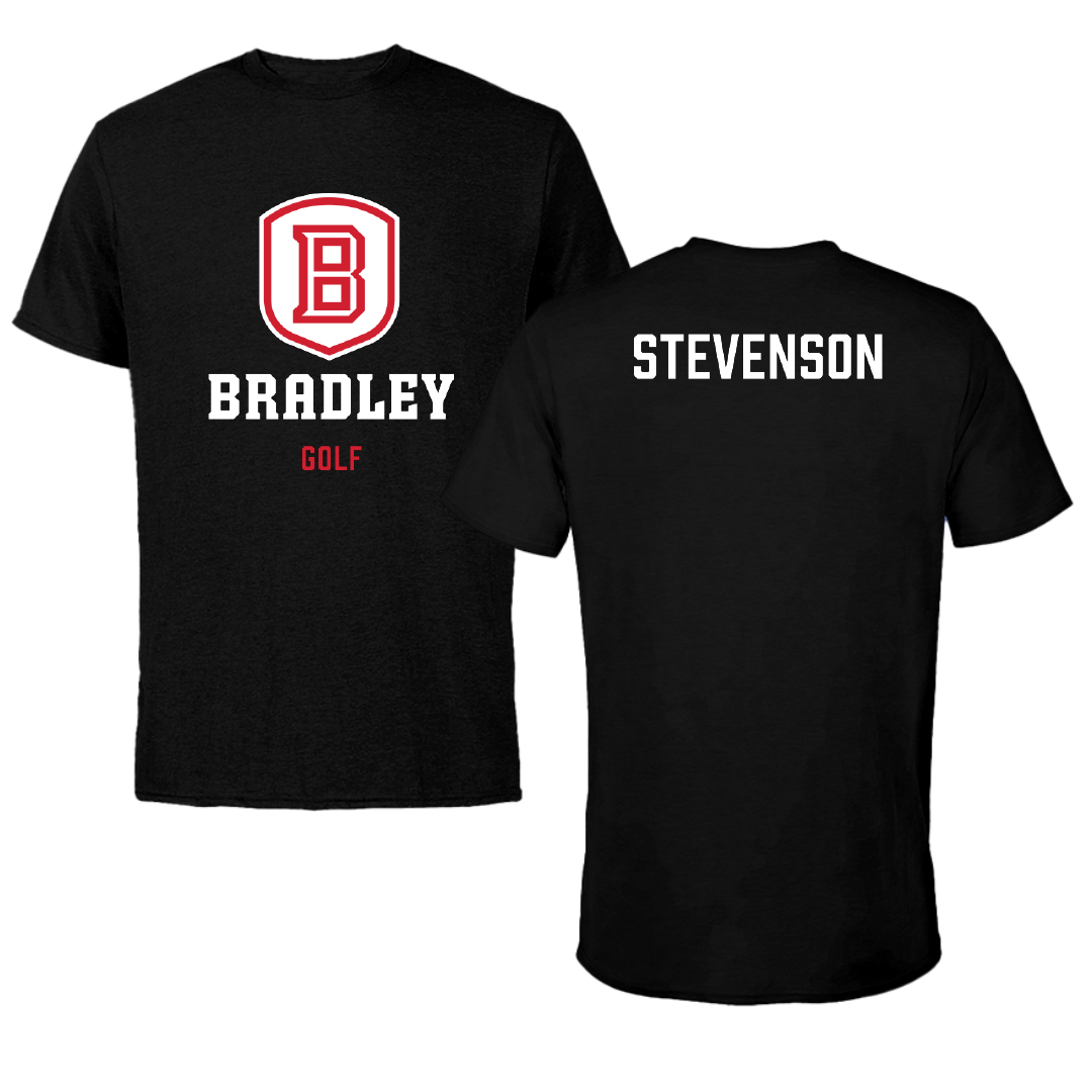 Bradley University Golf Black Block Performance Tee - Carter Stevenson