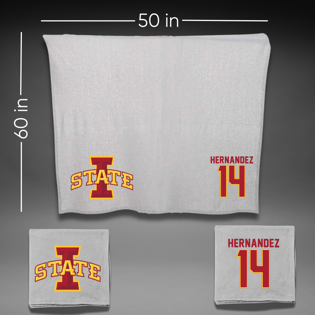 Iowa State University Soccer Gray Blanket - #14 Lauren Hernandez
