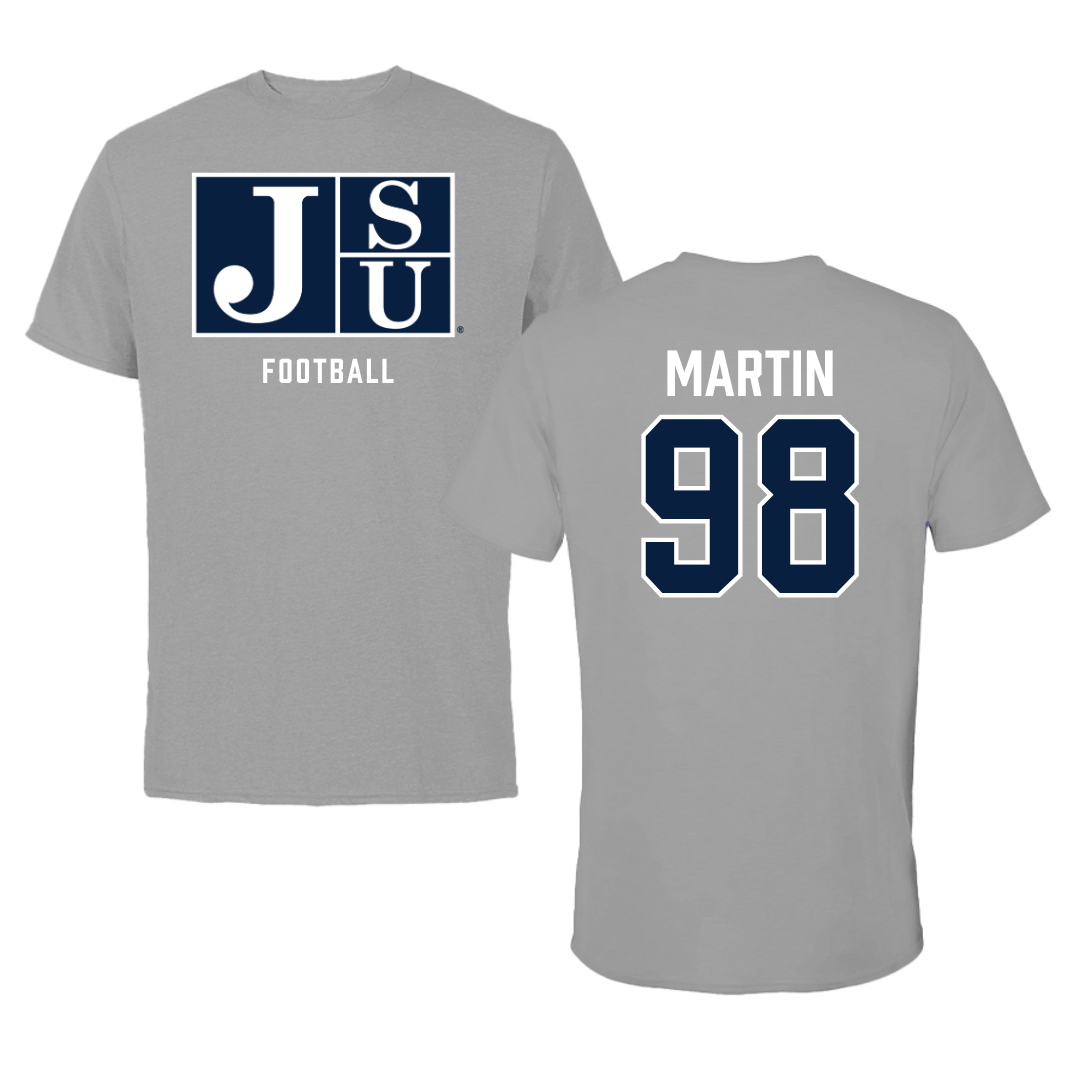 Jackson State University Football Gray Tee - #98 Tyas Martin