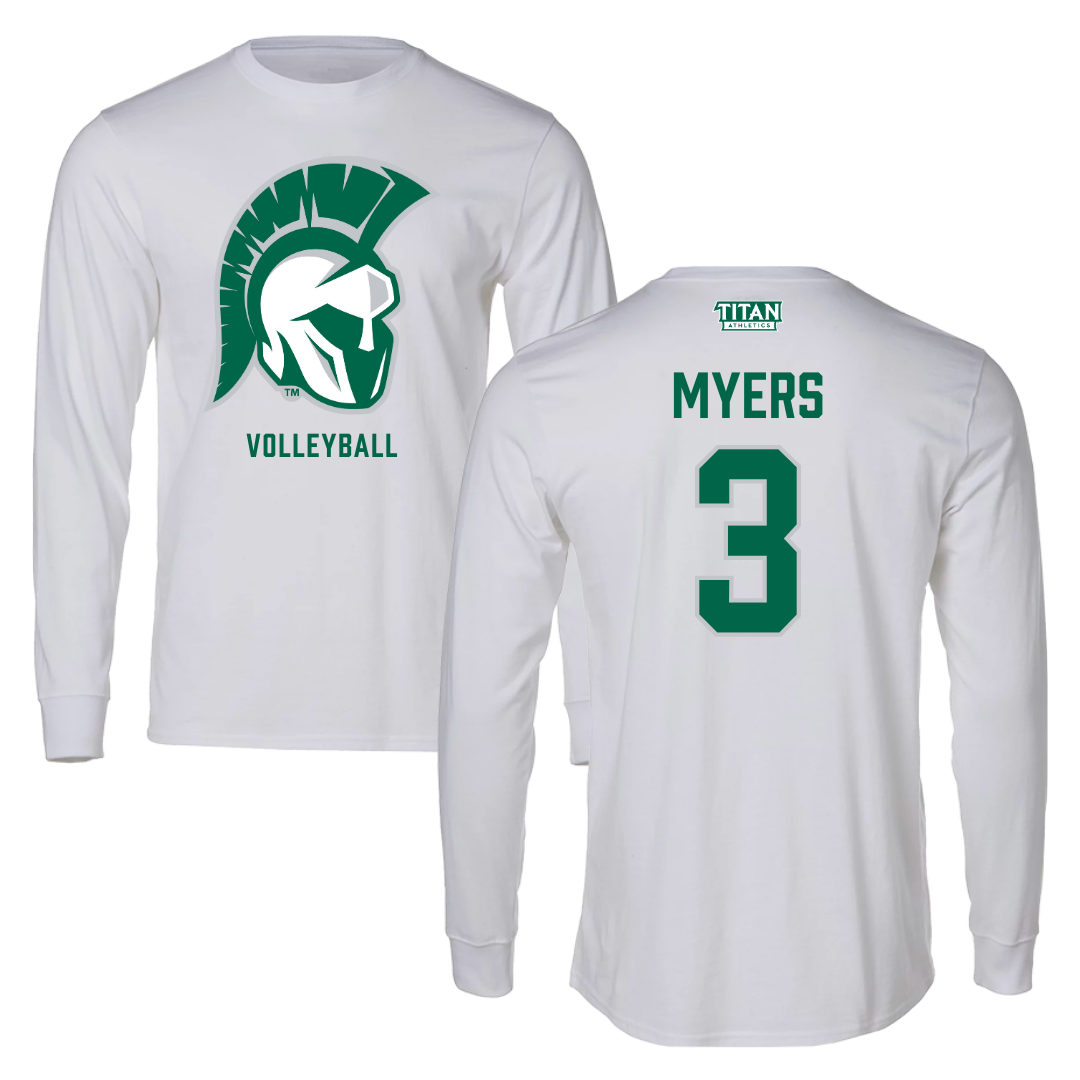 Illinois Wesleyan University Volleyball White Performance Long Sleeve - #3 Ryan Myers