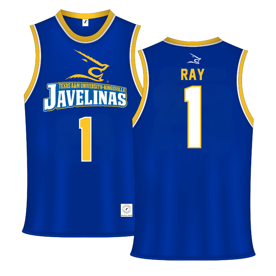 Texas A&M University-Kingsville Blue Basketball Jersey - #1 Shelby Ray