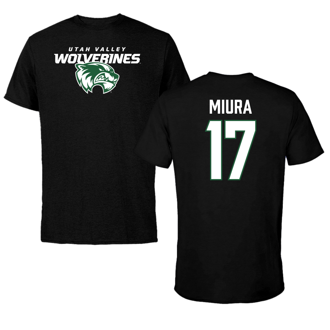 Utah Valley University Soccer Black Wolverines Performance Tee - #17 Ura Miura