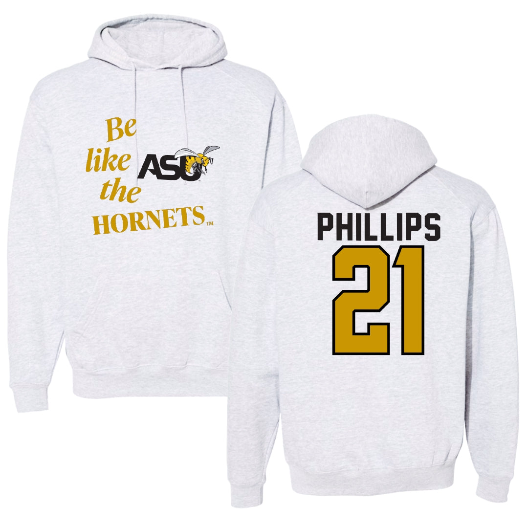 Alabama State University Football Light Gray Be Like Us Hoodie - #21 Tre Phillips