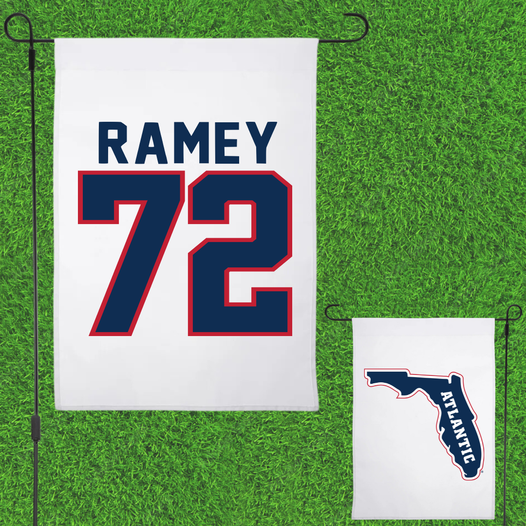 Florida Atlantic University Football White Garden Flag - #72 Brayden Ramey