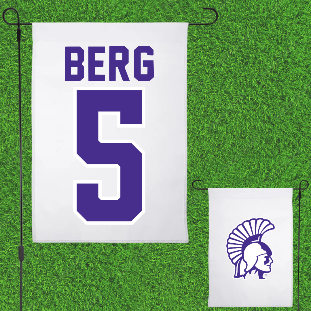 Winona State University Volleyball White Garden Flag - #5 Jayda Berg