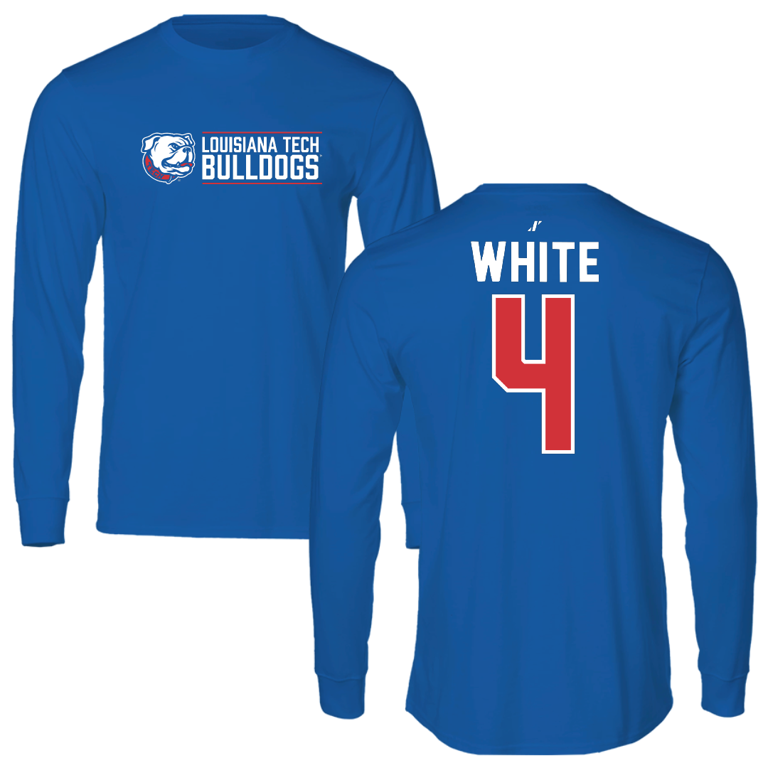 Louisiana Tech University Soccer Blue General Performance Long Sleeve - #4 Ella White