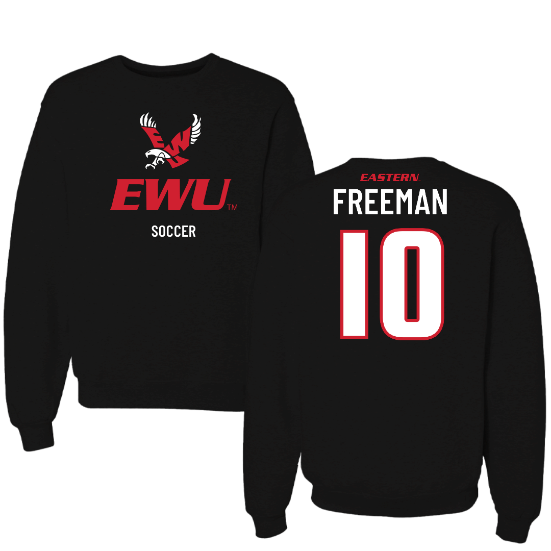Eastern Washington University Soccer Black EWU Crewneck - #10 Charity Freeman