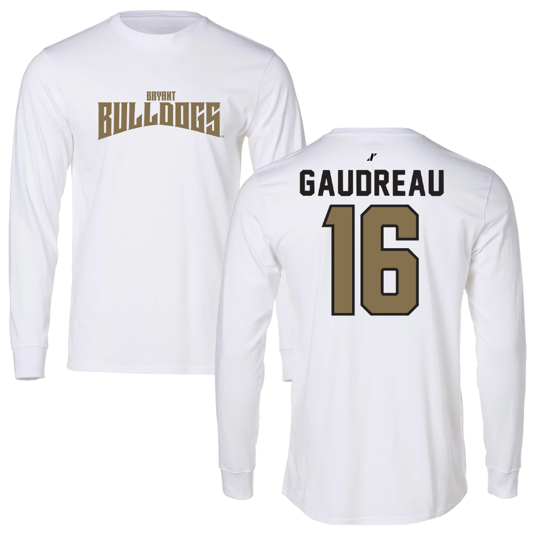 Bryant University Baseball White Classic Performance Long Sleeve - #16 Jacob Gaudreau