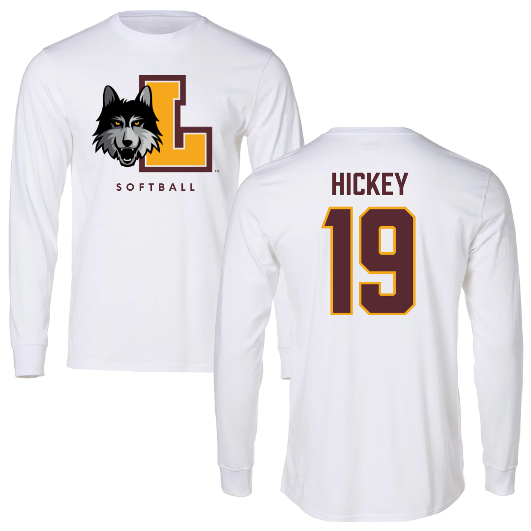 Loyola University-Chicago Softball White Mascot Long Sleeve - #19 Maddy Hickey