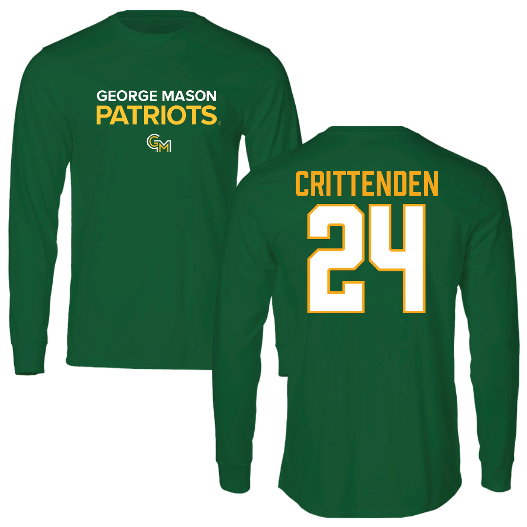 George Mason University Soccer Green Performance Long Sleeve - #24 Davis Crittenden
