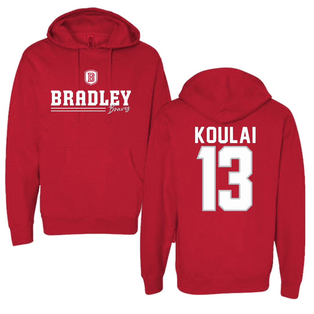 Bradley University Soccer Red General Hoodie - #13 Dj Koulai