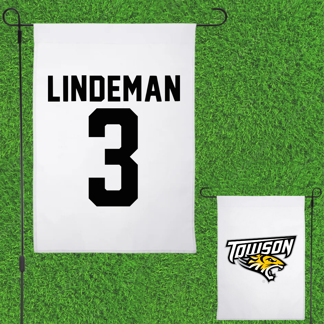 Towson University Soccer White Garden Flag - #3 Sydney Lindeman