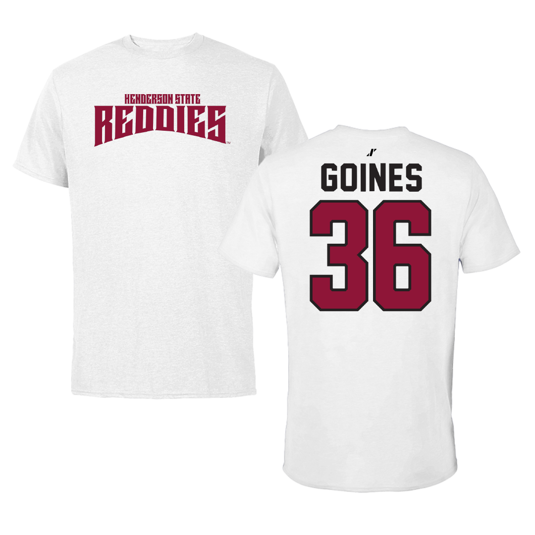 Henderson State University Baseball White Classic Performance Tee - #36 Dawson Goines