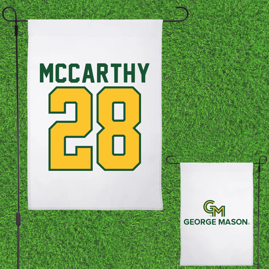 George Mason University Baseball White Garden Flag - #28 Dylan McCarthy