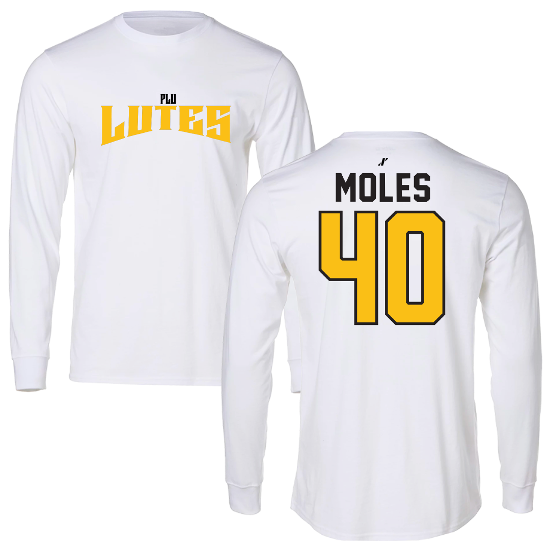 Pacific Lutheran University Basketball White Classic Performance Long Sleeve - #40 Madison Moles