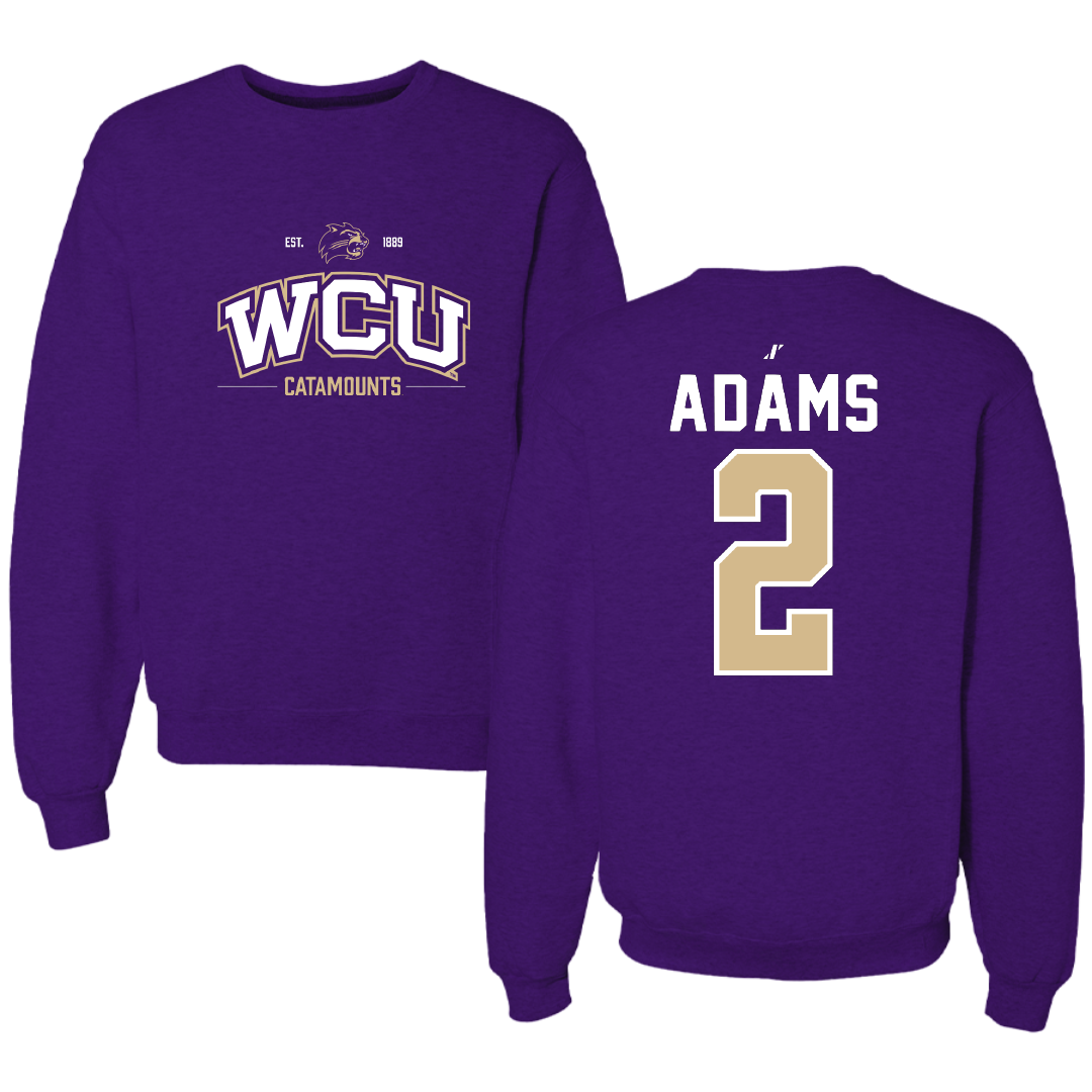 Western Carolina University Football Purple General Crewneck - #2 Branson Adams
