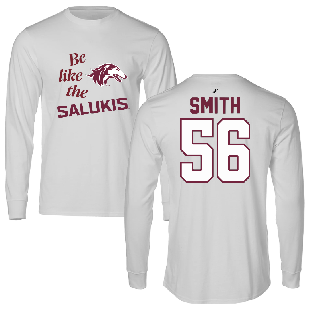 Southern Illinois University at Carbondale Football Light Gray Be Like Us Performance Long Sleeve - #56 Carmelo Smith