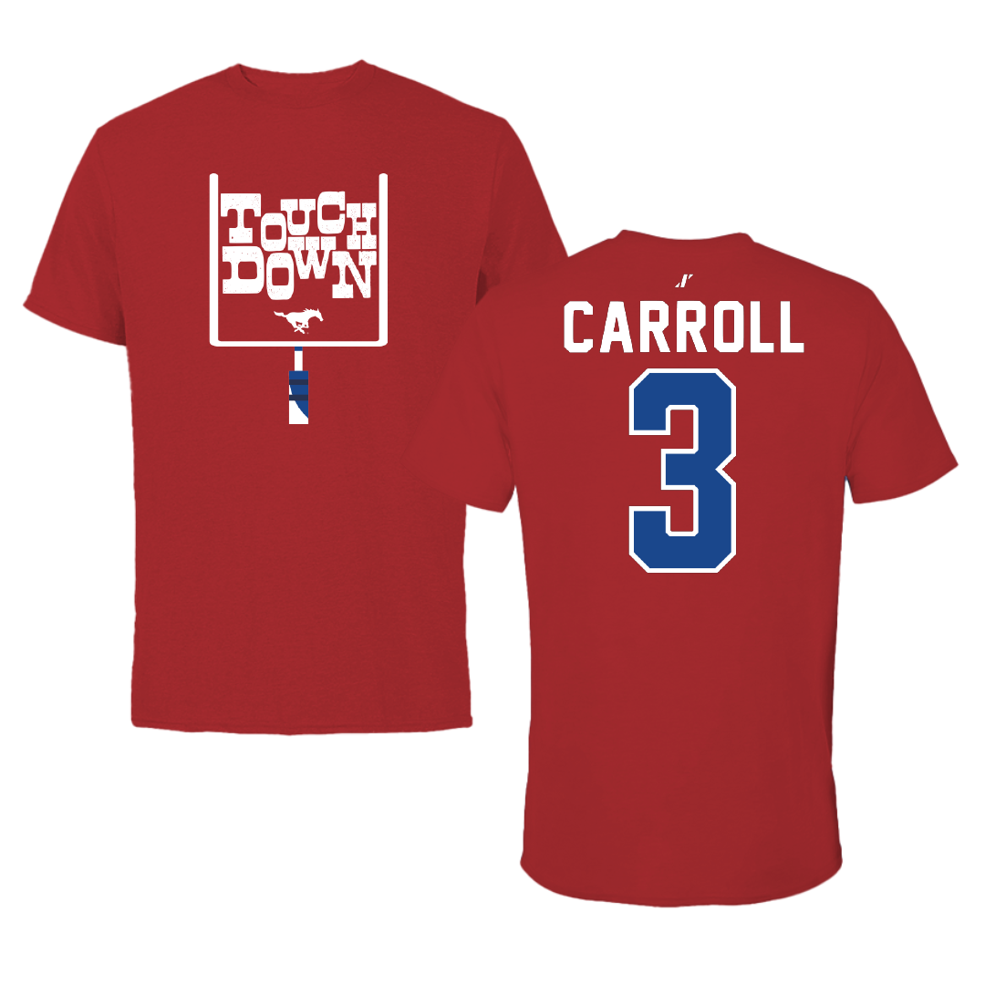 Southern Methodist University Football Canvas Red Touchdown Tee - #3 Jamarion Carroll