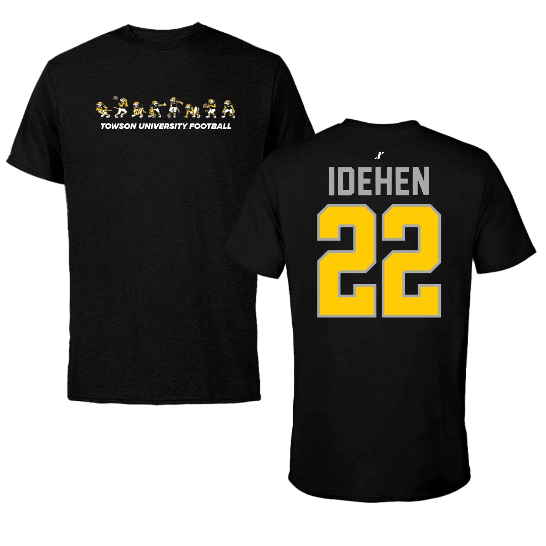 Towson University Football Black Cartoon Doc Team Tee - #22 Dumkele Idehen