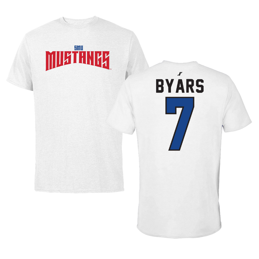 Southern Methodist University Soccer White Classic Performance Tee - #7 Truth Byars