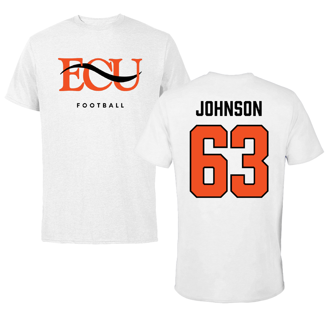 East Central University Football White Performance Tee - #63 Tyson Johnson