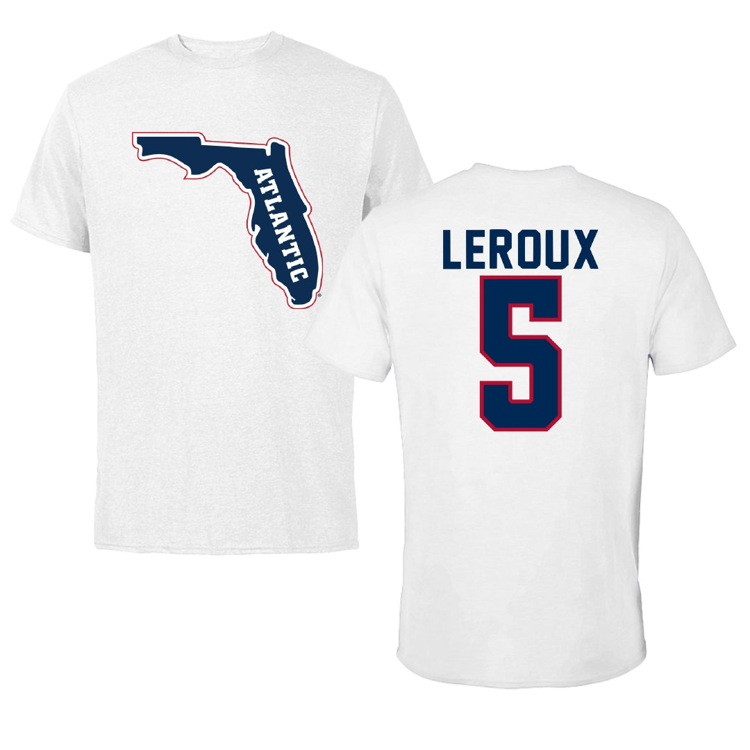 Florida Atlantic University Baseball White Performance Tee - #5 Brando Leroux