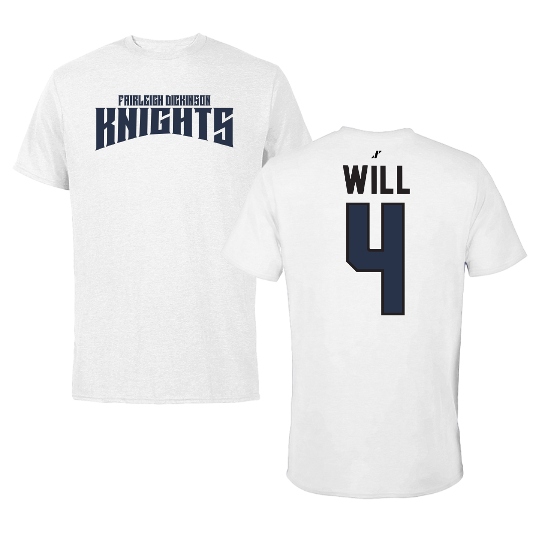 Fairleigh Dickinson University-Metropolitan Campus Baseball White Classic Tee - #4 Zack Will
