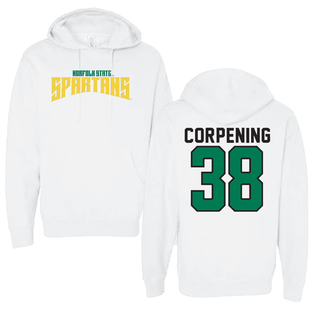 Norfolk State University Football White Classic Hoodie - #38 Davion Corpening