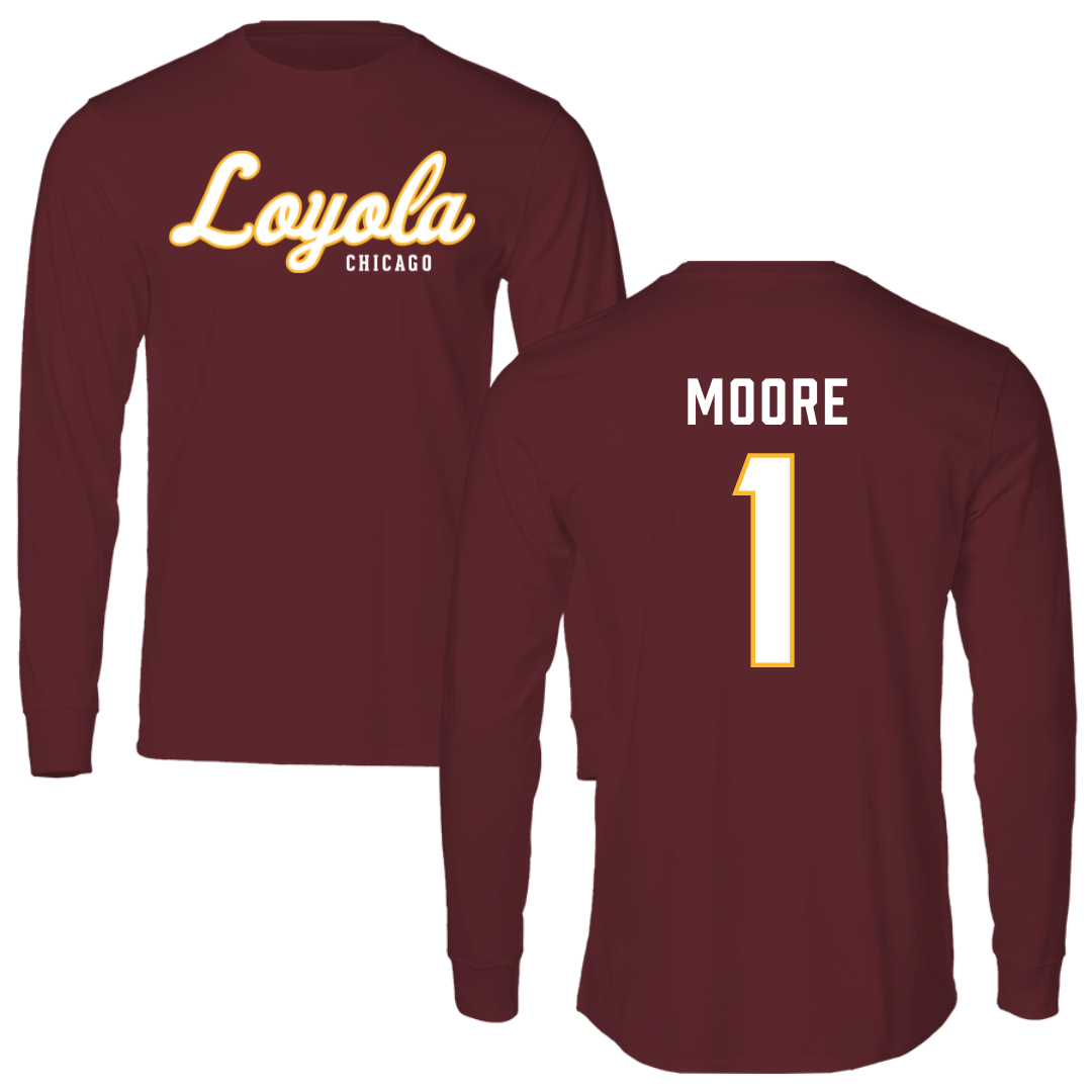 Loyola University-Chicago Basketball Maroon Performance Long Sleeve - #1 Aaliyah Moore