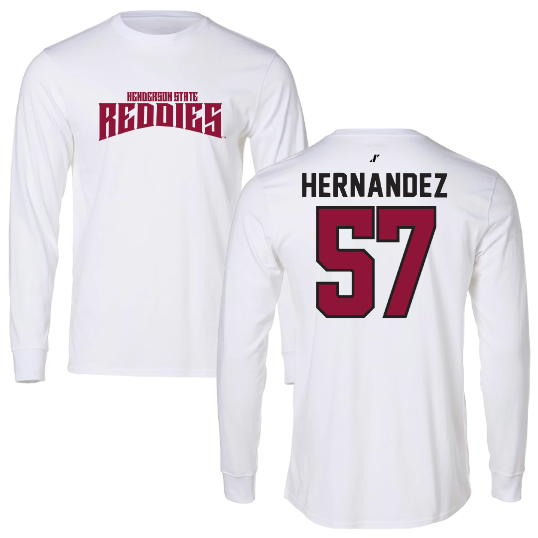 Henderson State University Football White Classic Long Sleeve - #57 Gabe Hernandez
