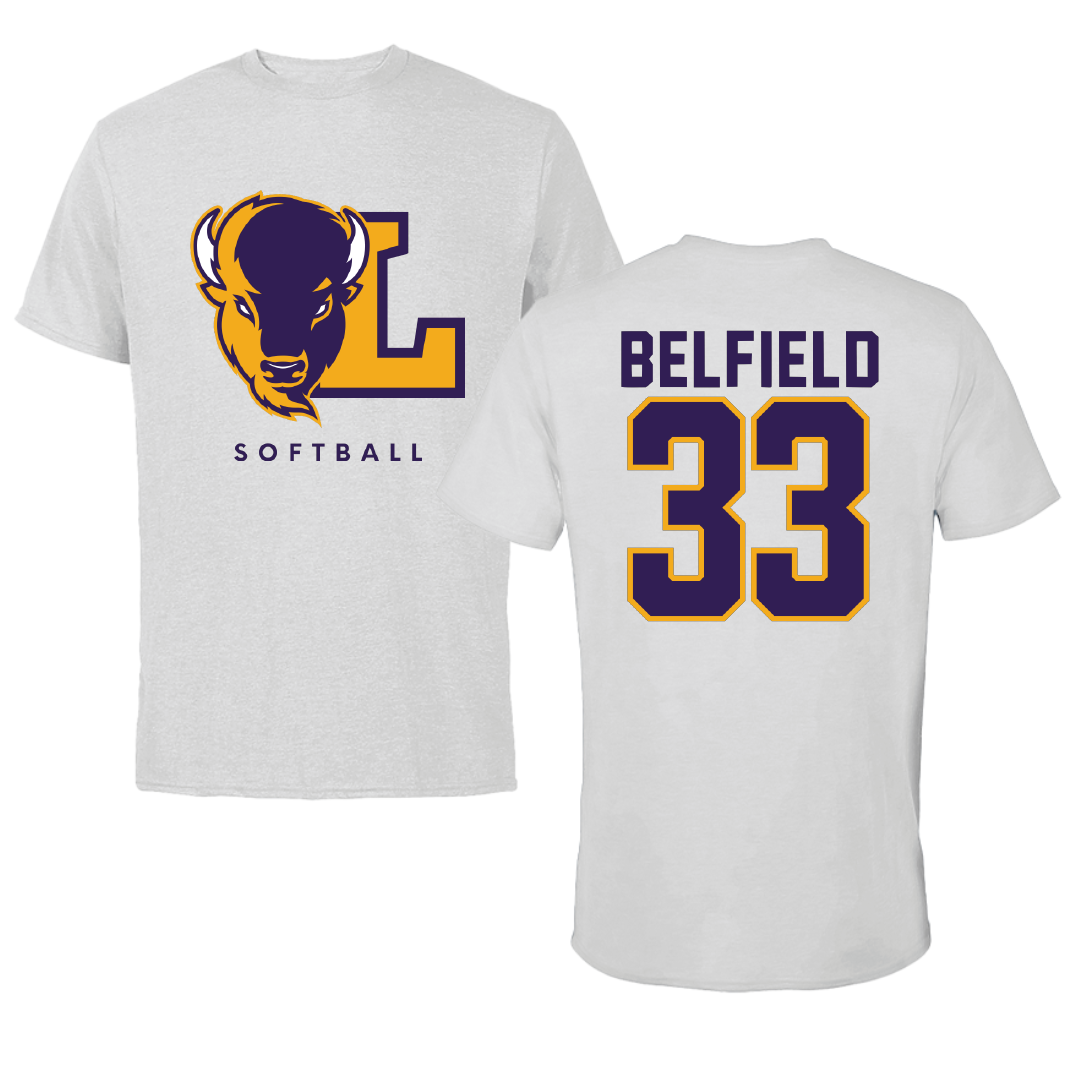 Lipscomb University Softball Light Gray Performance Tee - #33 Kaylyn Belfield