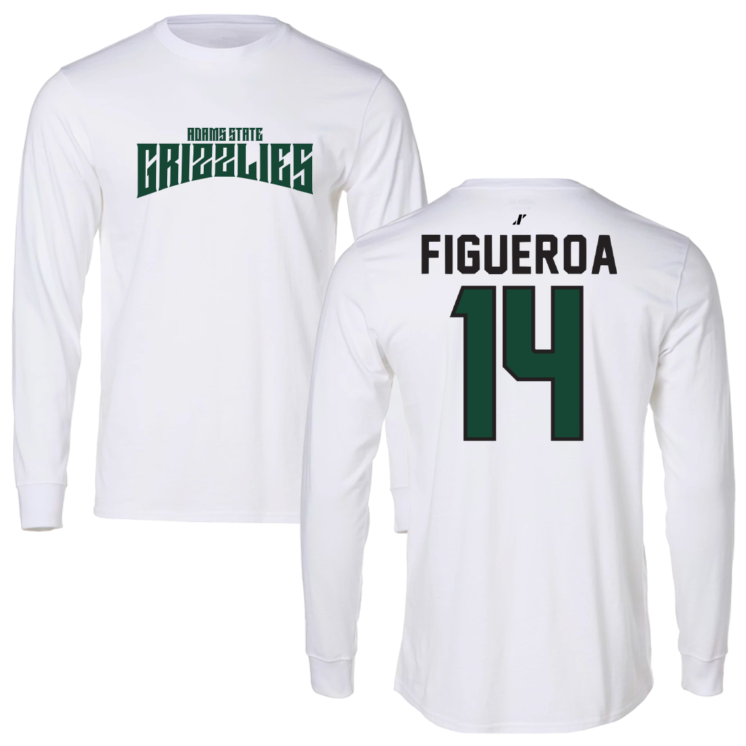 Adams State University Soccer White Classic Performance Long Sleeve - #14 Angelica Figueroa