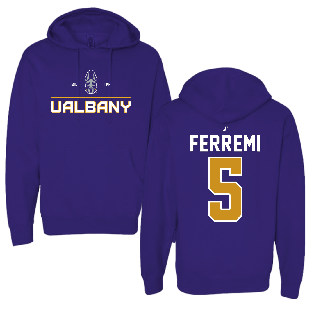 University at Albany Baseball Purple General Hoodie - #5 Ryan Ferremi
