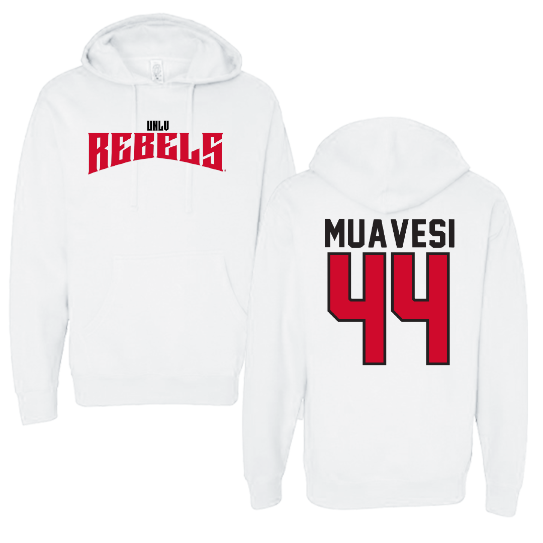 University of Nevada-Las Vegas Football White Classic Hoodie - #44 Waisale Muavesi