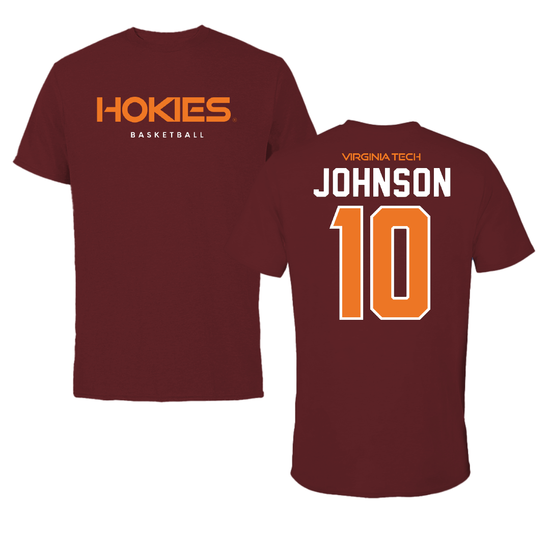 Virginia Tech Basketball Maroon Performance Tee - #10 Tyler Johnson