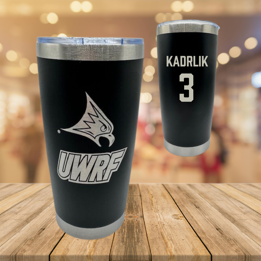 University of Wisconsin-River Falls Ice Hockey Black Stainless Steel Tumbler - #3 Madison Kadrlik