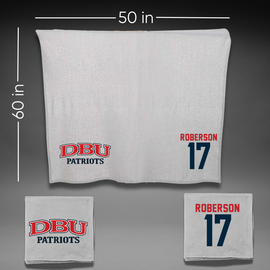 Dallas Baptist University Soccer Gray Blanket - #17 Haley Roberson