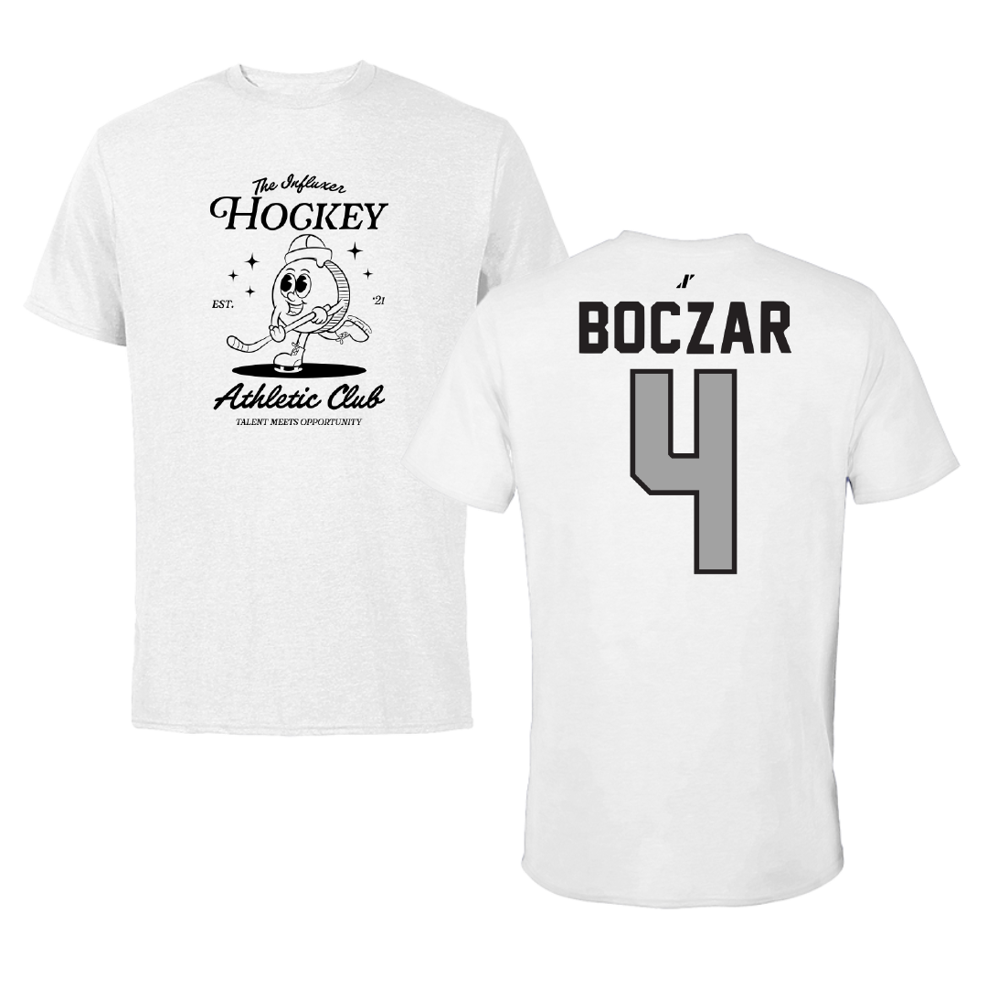 Ice Hockey White Influxer Athletic Club Tee - #4 Matt Boczar