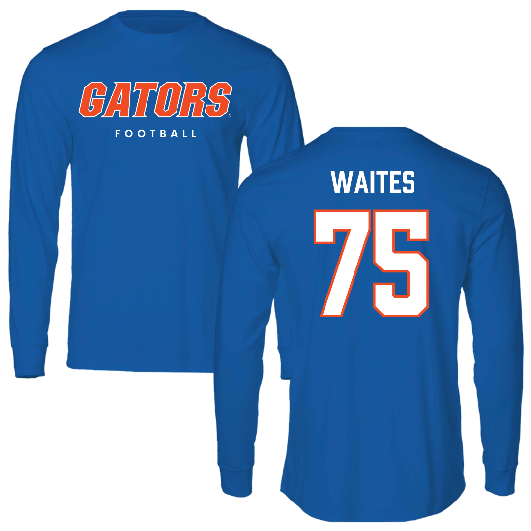 University of Florida Football True Royal Block Performance Long Sleeve - #75 Kamryn Waites