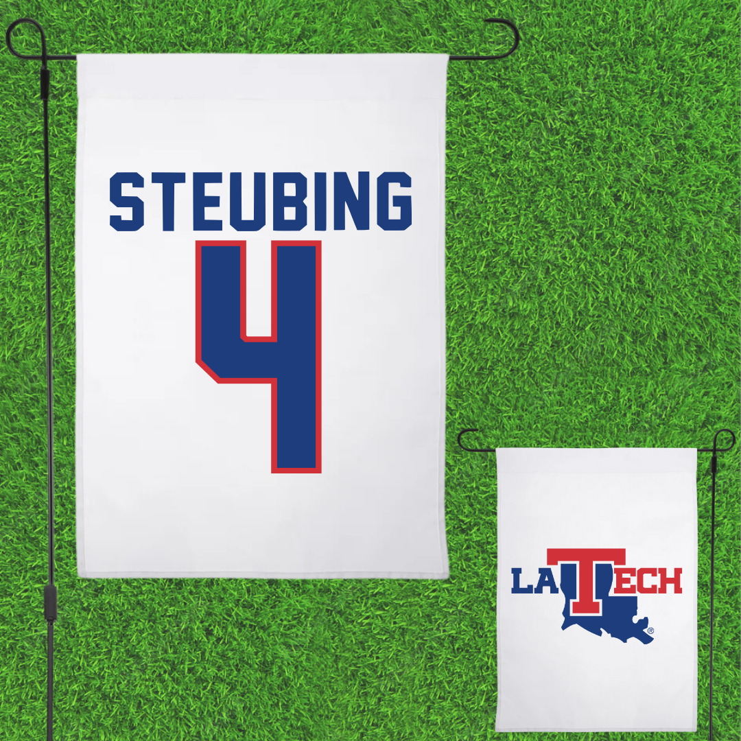 Louisiana Tech University Volleyball White Garden Flag - #4 Riley Steubing