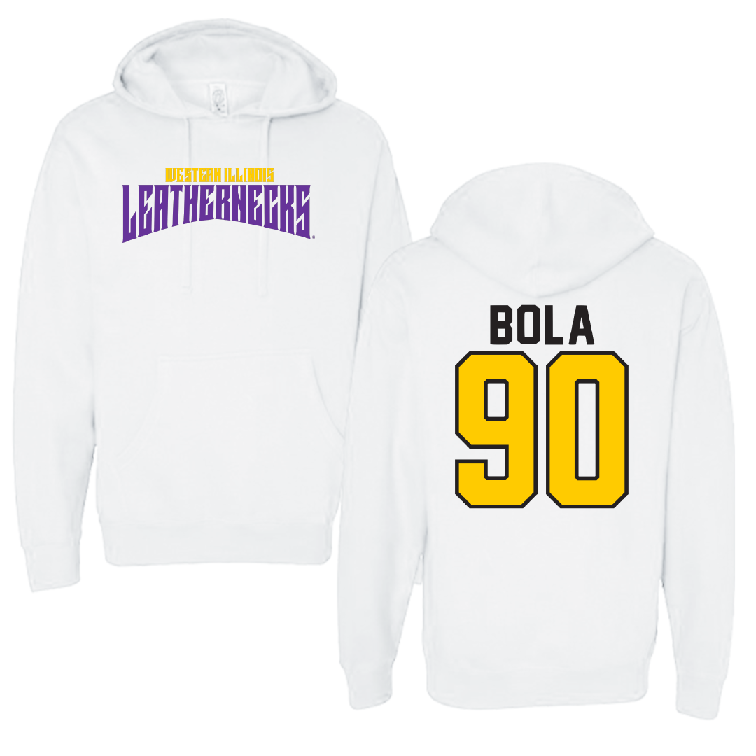 Western Illinois University Football White Classic Hoodie - #90 Mayo Bola