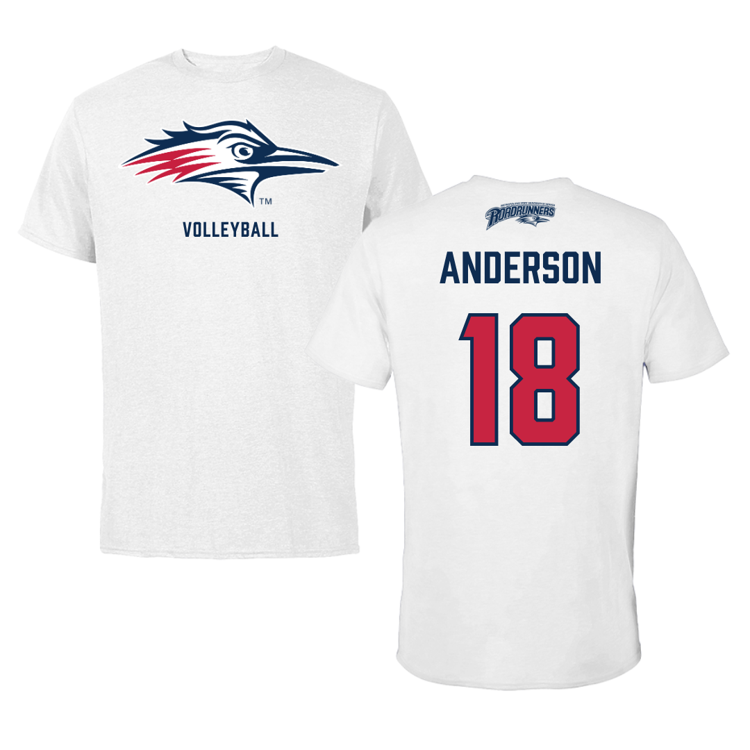 Metropolitan State University of Denver Volleyball White Tee - #18 Riley Anderson
